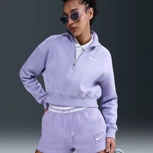 Nike Lavender Lilac Cropped 1/2 Zip Hoodie Sweatshirt Pullover Golf Yoga XS